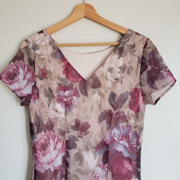 Vintage 90's Y2K Connected Floral Flowy Midi Dress 10 Romantic Whimsigoth Fairy - Picture 8 of 12